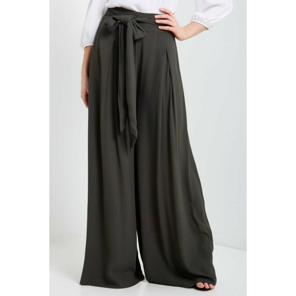 New Gray Tie Wide Leg Palazzo Pant S M L XL - Picture 5 of 8